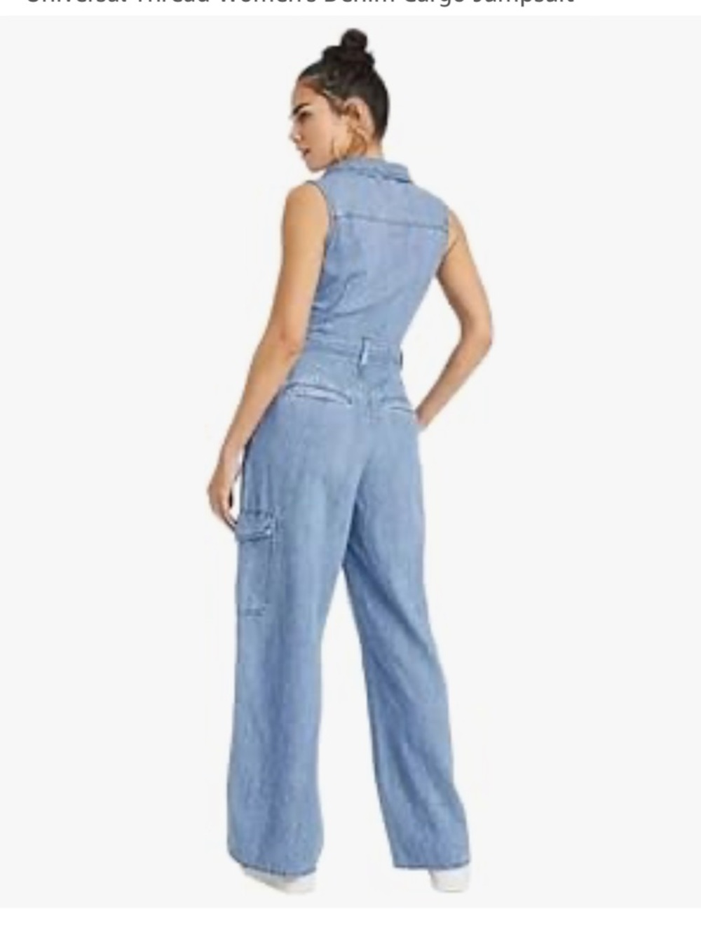 Target Universal Thread Women’s Denim Cargo Jumpsuit Size 8 Medium - Picture 3 of 9